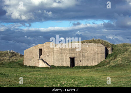 Deutsche Bunker in den Dünen am Utah Beach, Sainte-Marie-du-Mont, Normandie, Frankreich Stockfoto