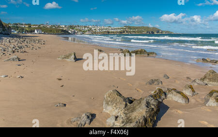 Blick auf Benllech Bay, Isle of Anglesey, North Wales, UK. 12. Oktober 2015 übernommen. Stockfoto