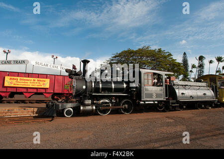 Sugar Cane Train. Maui. Hawaii. Alten Touristenzug, der durch die Schritte mit Zuckerrohr von Lahaina zu Ka'anapali führt. Su Stockfoto