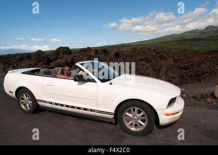 Weißen Mustang in Schlackenkegel im Haleakala National Park. Ansichten aus der Sicht des Leleiwi. Maui. Hawaii. Der Haleakala-N Stockfoto