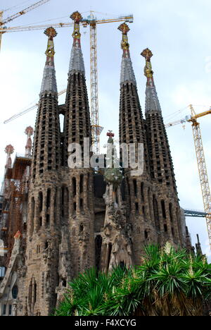 Barcelona, Spanien. Erstaunlich, äußere Details der Kirche Sagrada Familia. Stockfoto