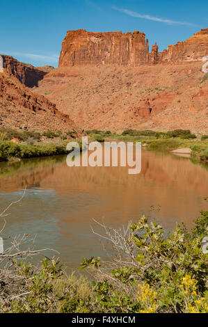 Colorado River von der Autobahn 128, Moab, Utah, USA Stockfoto