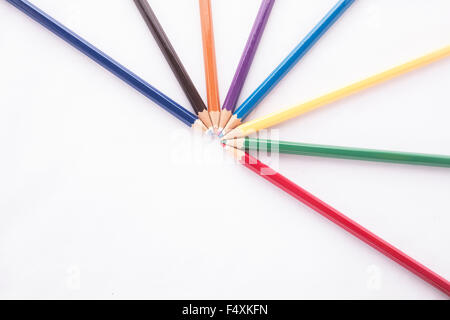 Buntstifte isoliert auf weißem Hintergrund Stockfoto