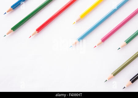 Buntstifte isoliert auf weißem Hintergrund Stockfoto