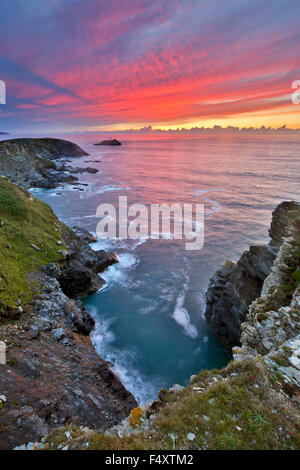 Godrevy; Cornwall; Von Navax Punkt Sonnenuntergang Stockfoto