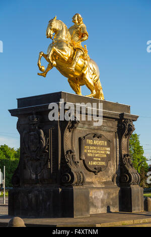 Goldener Reiter, Reiterstandbild des sächsischen Kurfürsten und polnischen Königs August des starken, Neustädter Markt, Dresden-Neustadt Stockfoto