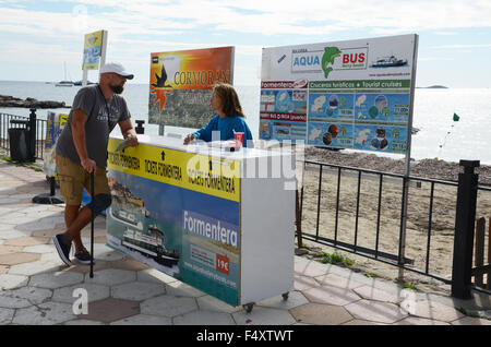 Verkauf von Tickets auf Formentera und Es Vedra, Ibiza Spanien Stockfoto