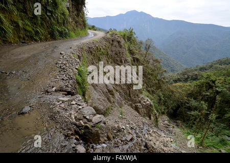 Tod Road, Camino de La muerte, yungas nördlich der Straße zwischen La Paz und coroico, Bolivien Stockfoto