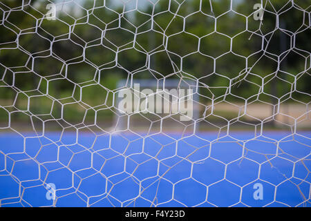 Ziel netto mit Futsal Gericht Hintergrund unscharf Stockfoto