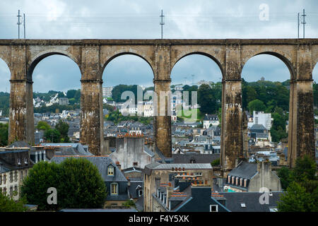 Ein Blick auf das Viadukt in Morlaix, Frankreich Stockfoto