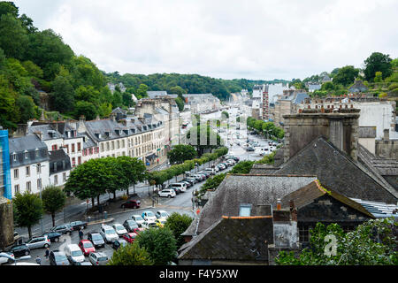 Ein Blick auf den Marktplatz in Morlaix, Frankreich Stockfoto