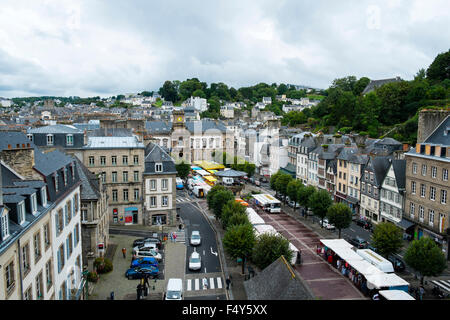 Ein Blick auf den Marktplatz in Morlaix, Frankreich Stockfoto