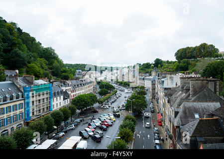 Ein Blick auf den Marktplatz in Morlaix, Frankreich Stockfoto