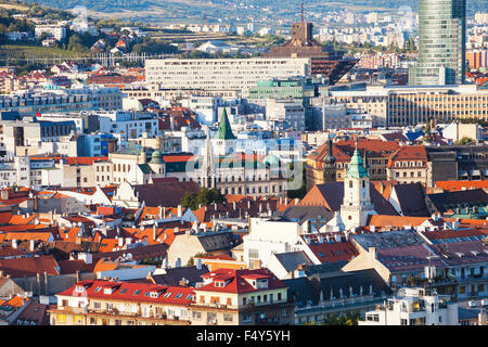 BRATISLAVA, Slowakei - 22. September 2015: oben Blick auf Bratislava Altstadt. Bratislava ist die Hauptstadt der Slowakei, das Land Stockfoto