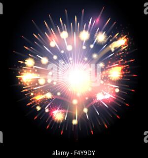 Feierliches Feuerwerk in den Himmel. Bunte Illustration. Stock Vektor