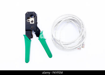 RJ45 RJ12 RJ11 Ethernet Netzwerk LAN CAT5 CAT6 Kabel-Crimper Zange Werkzeug. Stockfoto