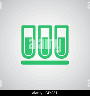 Flache grüne Reagenzglas-Symbol Stock Vektor
