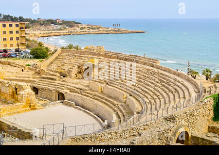 Römische Amphitheater. UNESCO-Weltkulturerbe. Tarragona, Katalonien, Spanien. Stockfoto
