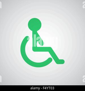 Flache grüne Rollstuhl-Symbol Stock Vektor