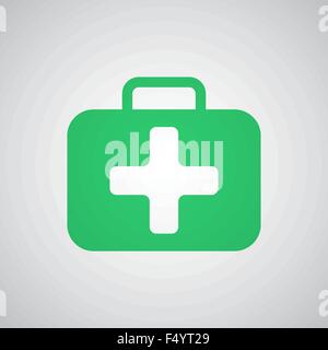 Flache grüne First Aid Kit-Symbol Stock Vektor