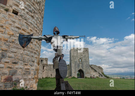 Château Puivert, eine beeindruckende Burg der Katharer in Aude, Languedoc, Frankreich Stockfoto