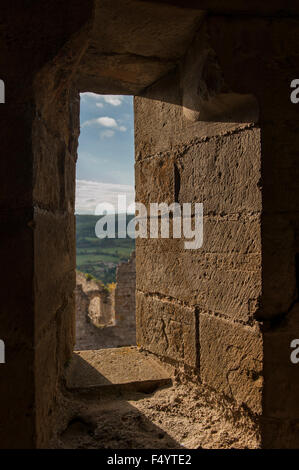 Château-de-Nazareth, eine eindrucksvolle Katharerburg im Departement Aude, Frankreich Stockfoto