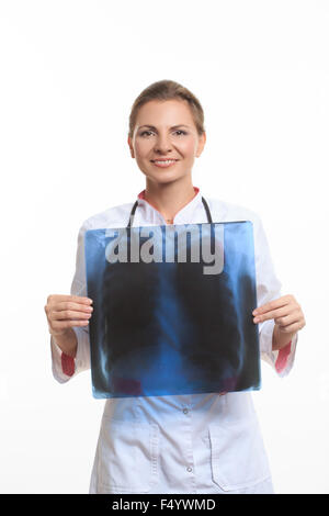 Arzt vergleicht das Röntgenbild. Stockfoto