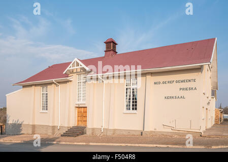 PRIESKA, Südafrika - 24. August 2015: die Halle von der Dutch Reformed Church in Prieska in der Northern Cape Provinz des Südens Stockfoto