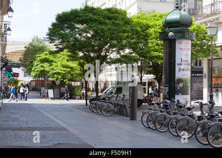 Velib Fahrrad Vermietung Schema in Paris, Frankreich. Stockfoto