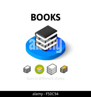 Bücher-Symbol im anderen Stil Stock Vektor