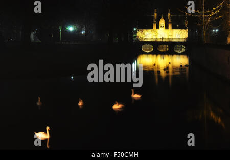 Nacht in Brügge Stockfoto