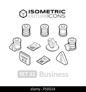 Isometrische Gliederung Symbole festlegen 32 Stock Vektor