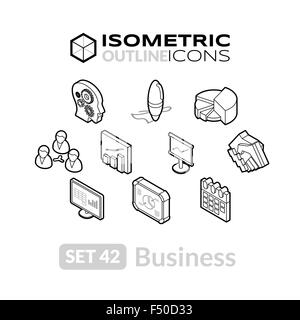 Isometrische Gliederung Symbole einstellen 42 Stock Vektor