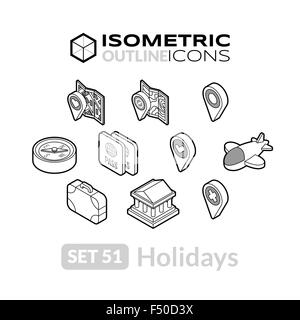 Isometrische Umriss Icons set 51 Stock Vektor