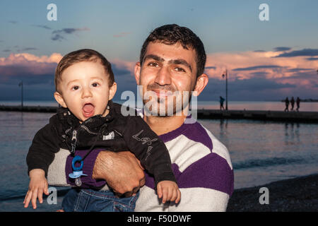 Einwanderer aus Afghanistan in Kos, Griechenland am 24. Oktober 2015. Ägäische Meer legte er zwei Tage vor. Stockfoto