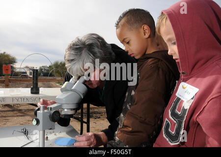 Studenten erfahren Sie mehr über Landwirtschaft in Tucson Bauernhof, Tucson, Arizona, USA. Stockfoto