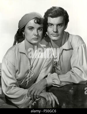 Die Schauspieler Louis Jourdan und Jean Peters in einer Szene aus dem Film "Anne of the Indies", USA 1951 Stockfoto