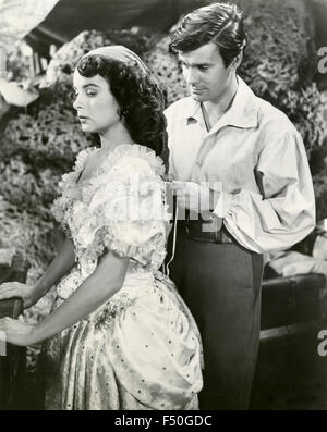 Die Schauspieler Louis Jourdan und Jean Peters in einer Szene aus dem Film "Anne of the Indies", USA 1951 Stockfoto