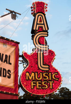 Austin City Limits Haupt Eingang Leuchtreklame - Austin, Texas Stockfoto