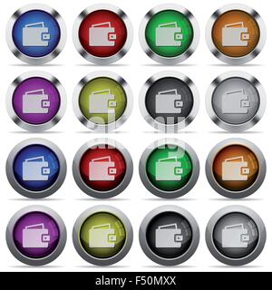 Satz der Brieftasche glänzend Web Buttons. Layer-Struktur angeordnet. Stock Vektor