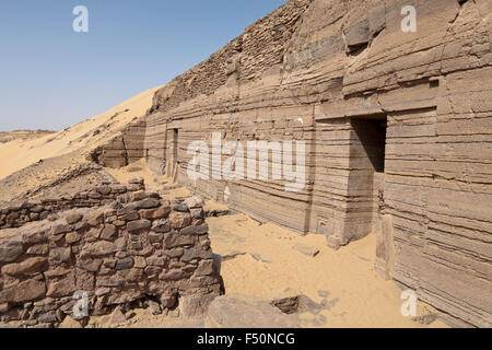 Gräber der Adligen Assuan, Oberägypten Stockfoto