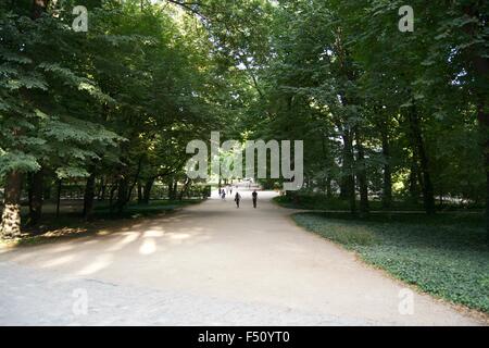 Lazienki Park Warschau Pfad Straße Wasser Grasbäume Stockfoto