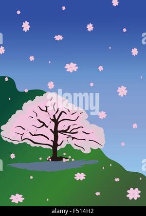 Die Linie der Kirschblüte Baum Hintergrund Stock Vektor