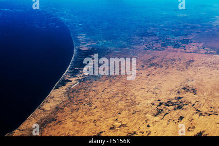 Eine Luftaufnahme des nördlichen Sinai, Gaza-Streifen und im südlichen Israel. Stockfoto