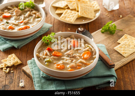 Hausgemachte Chicken Noodle Soup mit Karotten und Sellerie Stockfoto