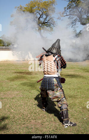 Japanische Samurai mit Feuer Sperre Gewehr Stockfoto