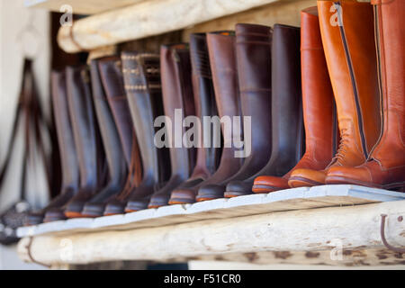 Lederstiefel von Valverde del Camino, typisch andalusische Tracht Stockfoto