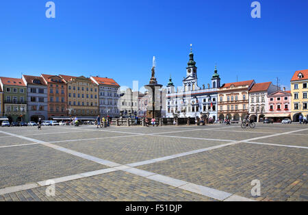 Platz im historischen Zentrum von Budweis. Stockfoto