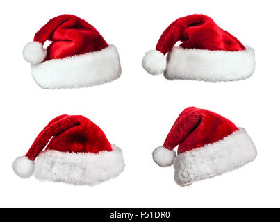 Santa Hüte auf weiß Stockfoto