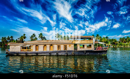 Hausboot in Kerala Backwaters, Indien Stockfoto